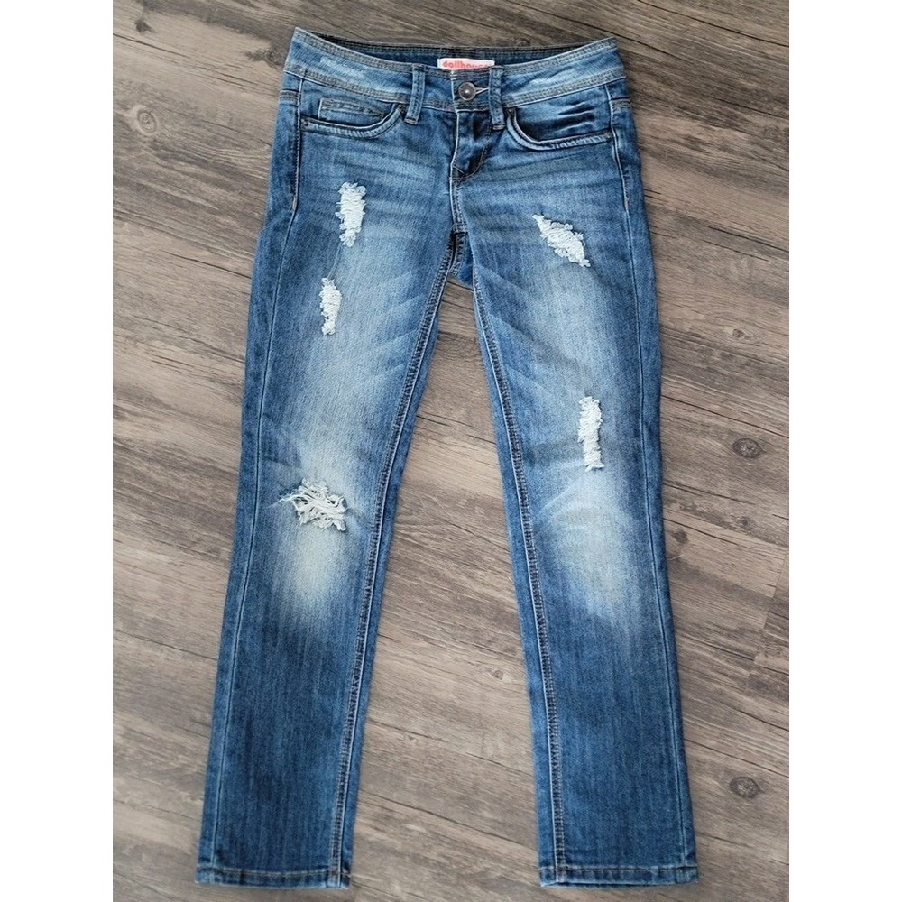 Dollhouse Distressed Medium Wash Skinny Jeans Size 1 Frayed Denim Slim Fit
